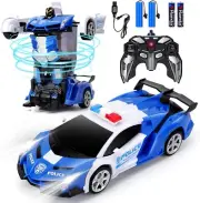 Carros A Control Remoto RC 1:18 Robot Policia De Transformer Para Niños y Niñas