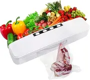 [Toptoo] Vacuum Sealer Machine, Hands-Free Automatic Dry/Moist Food Sealer External Vacuum System with Free Vacuum Seal Bags 2 Roll (12" x 17') and 10 Pack (6" x 10'), White