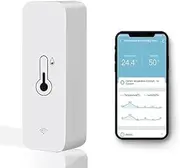 Wi-Fi Smart Thermometer Hygrometer, Digital Mini Indoor Temperature and Humidity Sensor, Room Temperature Humidity Sensor App Remote Control for Greenhouse Cellar,Compatible Alexa/Google Home