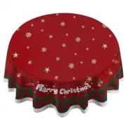 Round Tablecloth 60 Inch - Red Christmas Lace Round Table Cloth for 24 to 48