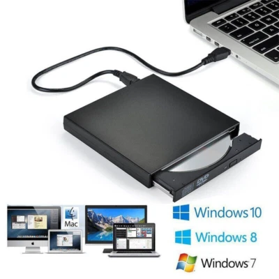 CD RW DVD Drives USB External ROM Writer Burner Player Drive PC Laptop
