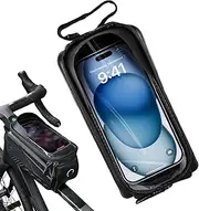 Bicycles Phone Front Frame Bag - Bicycles Top Tube Handlebar Bag,Touch-Screen Bike Cell Phone Holder with Rain Cover and Sun-Visor for GPS
