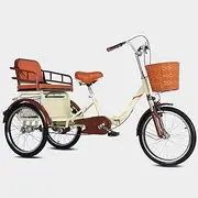 Large Folding Adult Tricycle,20inch Tandem Tricycle with Rear seat for Elderly,3 Wheels Cruiser Trike Bike with Shock Absorbing Fork,Saddle and Handlebar Height Adjustable,Cargo and Manned Trike