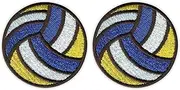 Set of Two - Volleyball Ball - Black VeIcro/Hook and Loop Backing - Embroidered Patch/Badge/Emblem