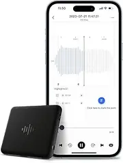 64GB Smart Voice Recorder, iZYREC Voice Activated Recorder with Phone App, 30 Hours Continuous Recording, Audio Recording Device, Enhanced AI Noise Canceling Perfect for Meeting (64GB Black)