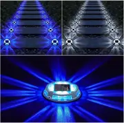 4-Pack Solar Driveway Step Deck Dock Marker Lights IP67 Blue&Cool White PRO-V