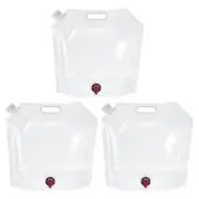 3Pcs 10L Collapsible Water Container Bag with Spigot PE Folding Water Jug White