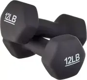 Neoprene Dumbbell Hand Weights 12 lb Pair in Black