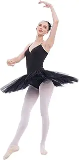 [IBAKOM] Ballet Leotard for Women Platter Tutu Swan Lake Ballerina Costume Dance Leotard Hard Organdy Pancake Tulle Tutu