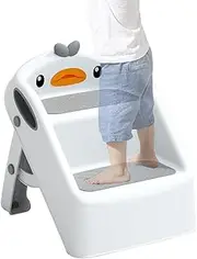 Shxupjn Toddler Step Stool for Toilet | Toddler Bathroom Step Stool 2-Step Folding Step Stool - Portable Child Step Stool Kids Bathroom Step Stool for Kitchen Bathroom