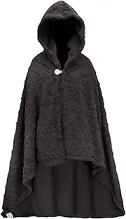 [TINAYAUE] Girls' Poncho with Hood, Soft Scarf Blanket with Wool Ball, Beautiful Cuddly Blanket Cape with Hat, Winter Warm Blanket, Microfibre Blanket, Comfortable Plush Scarf Coat for Home, Office