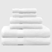 LINENOVA 6x Cotton Bath Towels Set Hand Towels Face Towels 550GSM - White