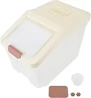 Rice Storage Container, Airtight Food Bin Cereal Bucket with Large Opening, Compact Rice Dispenser with Lid for Pantry Organization, Dog Cat Pet Food Storage Container (20kg)