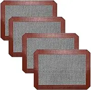 Small Silicone Baking Mats, Set of 4, Quarter Sheet Size, Non Stick, BPA Free, 1/4 Baking Sheet Pan Liner for Cookies, Macaron, Bread, Pastry, Toaster (Perforated)