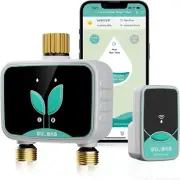 Wifi Sprinkler Timer with Brass Inlet & Outlet, 2-Zone Smart Water Timer for Gar