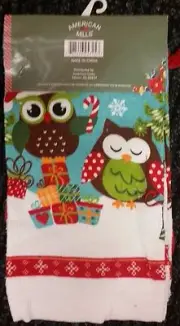 3 pc Kitchen set: 1 POT HOLDER,1 OVEN MITT & 1 TOWEL, 2 WINTER HOLIDAY OWLS, AM