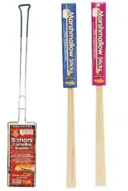 S'mores Campfire Roaster Maker Plus 12 Wooden Marshmallow Roasting Sticks