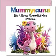 Mummy Birthday Card - Roarsome Mummysaurus - Happy Birthday Card for Mummy Mum from Son Daughter, 145mm x 145mm Dinosaur Bday Greeting Cards