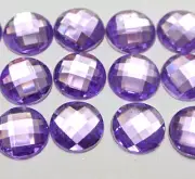 100 Purple Acrylic Flatback Rhinestone Faceted Round Gems 14mm No Hole
