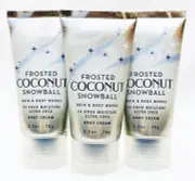 3 Bath & Body Works FROSTED COCONUT SNOWBALL Travel Size Body Cream Shea 2.5 oz