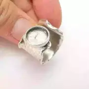 Hammered Ring Blank Setting, Brass Ring Bezel, Cabochon Mounting 12mm G33602
