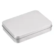 Metal Tin Box, 4.53" x 3.35" x 0.87" Containers with Lids, Silver Tone
