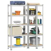 2 Piece 5-Layer Shelves Set Silver Steel&Engineered Wood