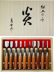Japan Chisel Nomi Tools Wood Carving Homura 10piece Set Craft White Paper Japan