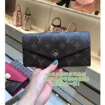 二手現貨 LV 路易威登 紫紅色M62234 SARAH 經典 老花 信封 皮夾 長夾 發財包