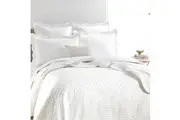 Renee Taylor Scallop Jacquard Coverlet w 2x Pillowcases Set Pearl