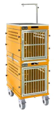 SolidPet Folding Dog Show Aircraft Cage Set with Trolley Size 2 - Orange Dog Pe