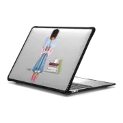 MacBook Air 13-inch (M1 / Intel) Impact Case Bookshelf Chic (Fashion Illustration MacBook case, Girl Reading, Natural Hair)