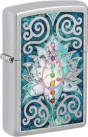 Zippo Lotus Flower Design Lighter, Chrome