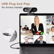 2K HD Web Camera with Microphone Ring Light Autofocus Pro Computer Gaming Webcam