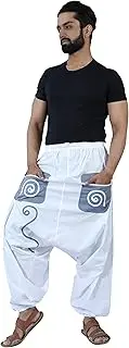 [Sarjana Handicrafts] Men's Cotton Pockets Harem Yoga Baggy Genie Hippie Pants