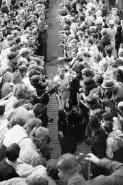 Australias Don Bradman makes his way back to the pavilion through- Old Photo