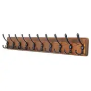 Rustic Large Coat Rack Wall Mount: 1 Item-10 Hooks Brown Plate & Black Hook
