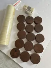 Vintage BACKGAMMON Game Replacement CHIPS & DICE Pieces Brown Swirl & Cream