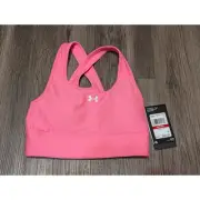 Under Armour XS Pink Compression Crossback Longline Sports Bra Womens