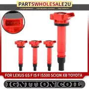 4Pcs Red Ignition Coil for Lexus GS F IS F IS500 LC500 RC F Toyota 4Runner Camry (for: Lexus)
