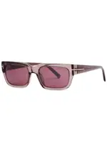 Tom Ford Ezra Rectangle-frame Sunglasses, Sunglasses, Rectangle Frame, Acetate, Designer Engraved Lenses - Brown Light ONE SIZE