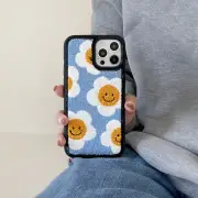 Blue Sunflower Warm Back Cover For iPhone 16 15 14 13 12 11 Pro Max Plus Case