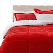 Red Ultra Soft Sherpa Comforter Bed Set