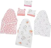 Didiseaon 3Sets Newborn Sleep Swaddle Wrap Blankets with Hat Organic Cotton Receiving Wraps for Hospital Home Use for Spring Autumn Nursery Decor