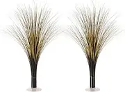 Plastic Metallic Black and Gold Spray Centerpieces for Happy New Year Decorations, Awards Night Tableware, Birthday Party Supplies, (Pack of 2) 19"