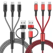 2Pack USB A/C Multi Charging Cable, Multi Charger Cable 5 in 1 Braided Fast Char