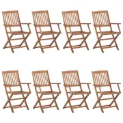 vidaXL Folding Outdoor Chairs 8 pcs Solid Acacia Wood