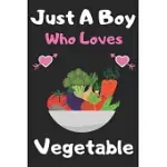 JUST A BOY WHO LOVES VEGETABLE: A SUPER CUTE VEGETABLE NOTEBOOK JOURNAL OR DAIRY - VEGETABLE LOVERS GIFT FOR BOYS - VEGETABLE LOVERS LINED NOTEBOOK JO