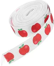 KALLORY 1 Roll Apple Pattern Ribbon for Back to School DIY Crafts and School Decorations Soft Material for Graduation Teacher's Day and Holiday Projects Yards Long and Wide
