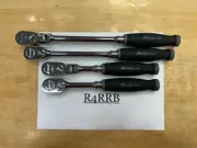 Snap-on Tools NEW 4PC 3/8 Drive Dark Titanium Soft Grip Flex & Fixed Ratchet Set